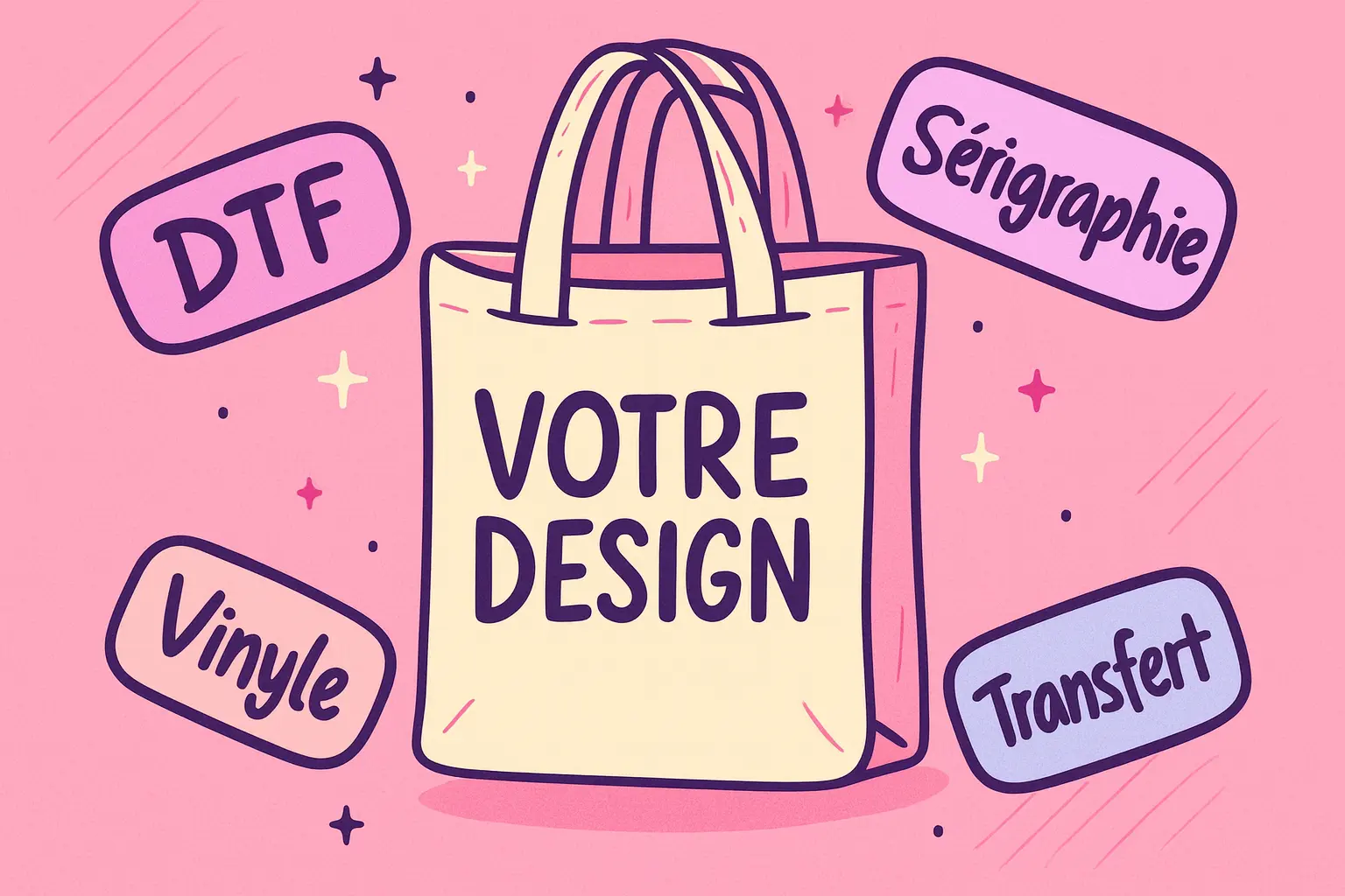 Techniques de marquage tote bag en Suisse romande – DTF, sérigraphie, vinyle, transfert