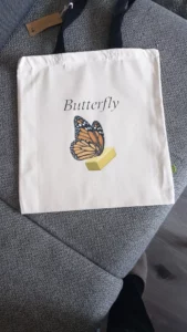 tote imprimé butterfly humour – design Suisse romande