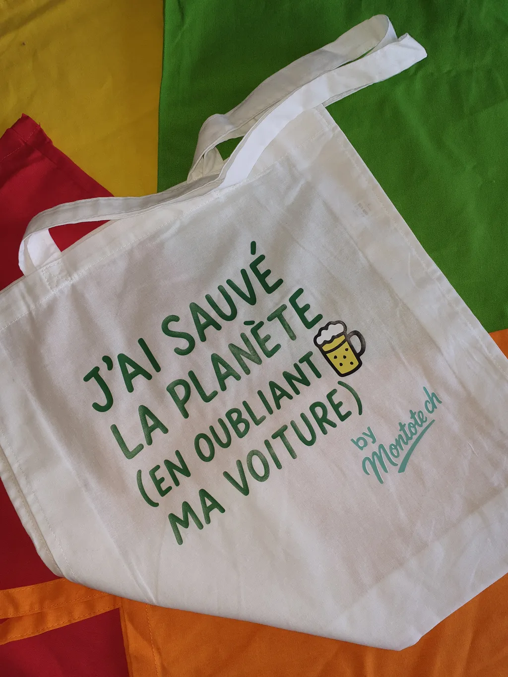Tote bag publicitaire imprimé en numérique – humour, tote bag personnalisé Suisse