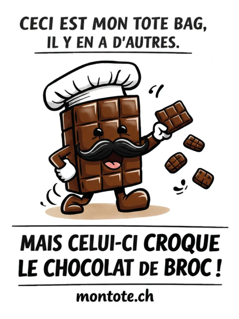 Tote bag personnalisé Fribourg — chocolat Cailler, Broc, Gruyère