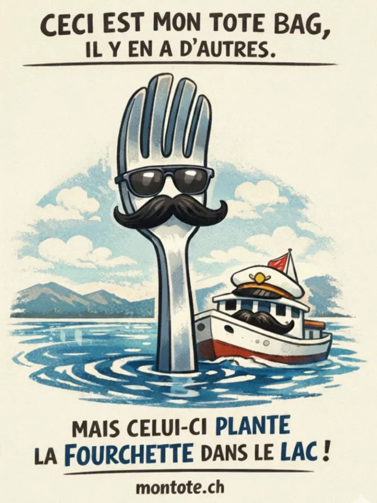 tote bag personnalisé suisse – Fourchette géante de Vevey (Vaud, Lausanne, Vevey)