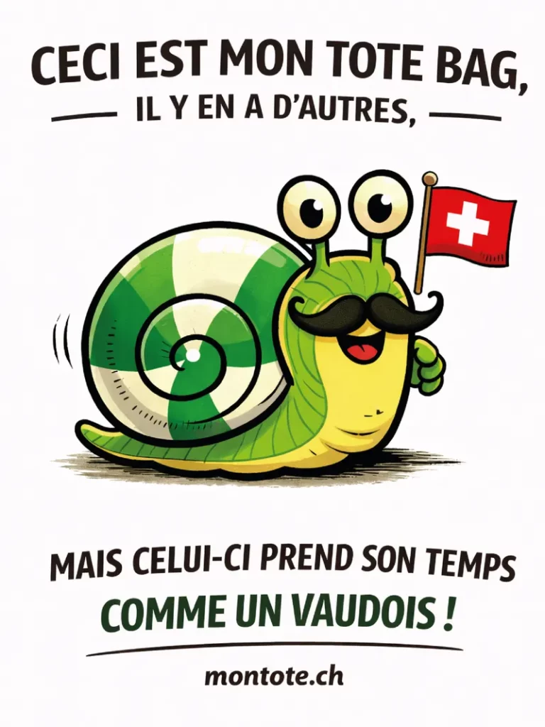 tote bag publicitaire – Humour vaudois (Vaud, Lausanne, Vevey)