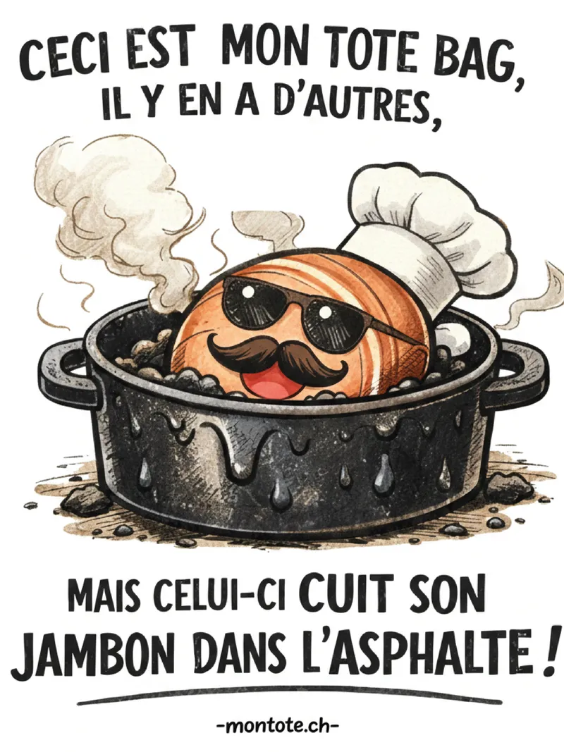 Tote bag personnalisé Neuchâtel — jambon asphalte Val de Travers, Couvet, Fleurier, sac imprimé suisse