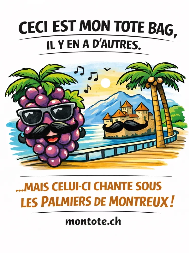 tote bag personnalisé suisse – Palmiers de Montreux (Vaud, Lausanne, Vevey)