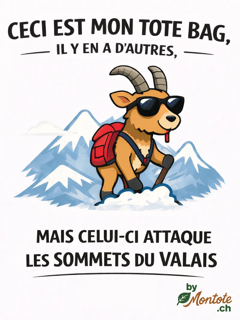 Tote bag personnalisé Valais — sommets Alpes Zermatt, impression textile suisse