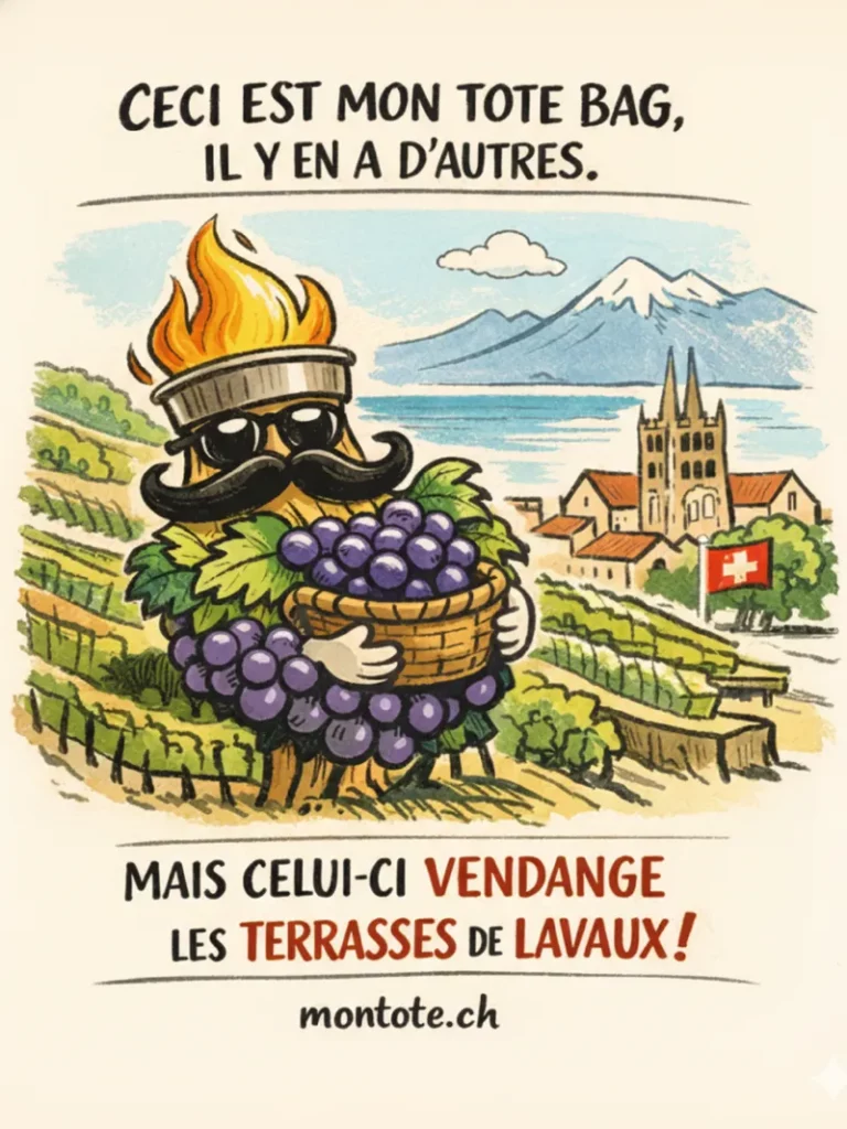 tote bag personnalisé suisse – Vendanges de Lavaux (Vaud, Lausanne, Vevey)