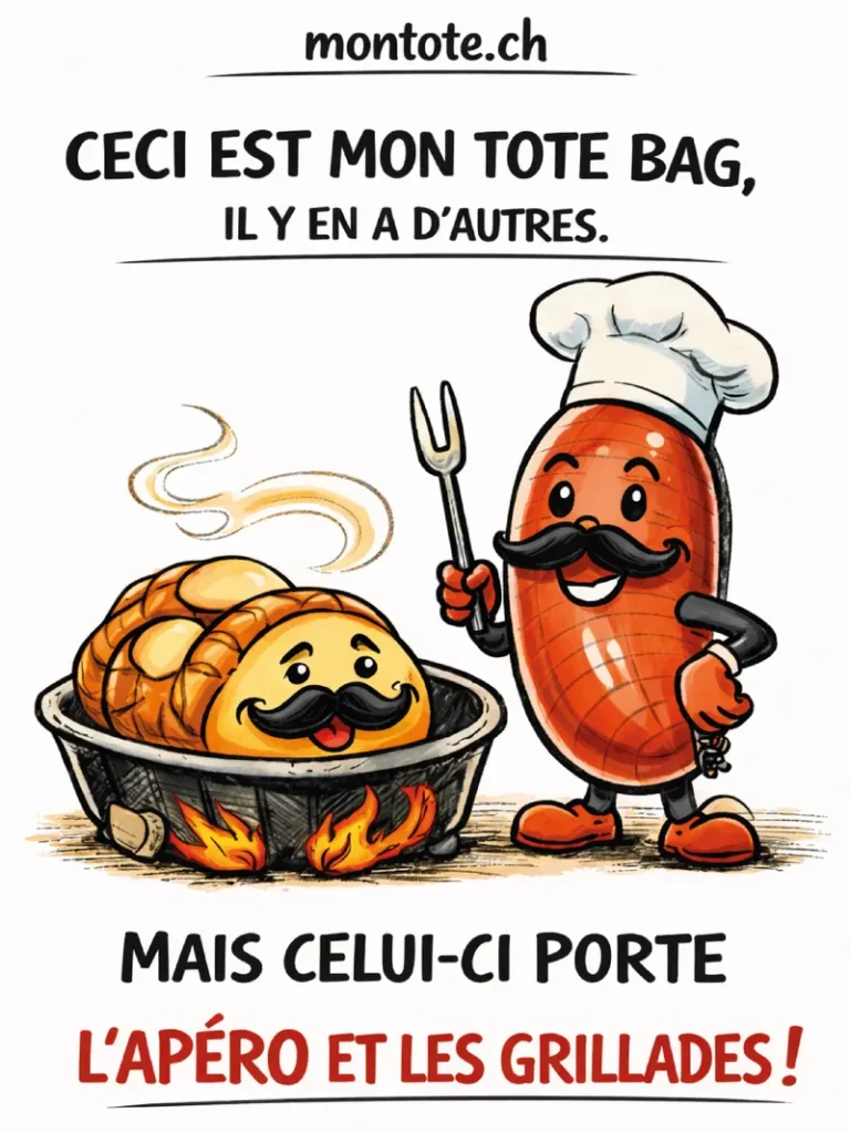 tote bag publicitaire – Apéro & grillades (Sion, Lausanne, Genève)
