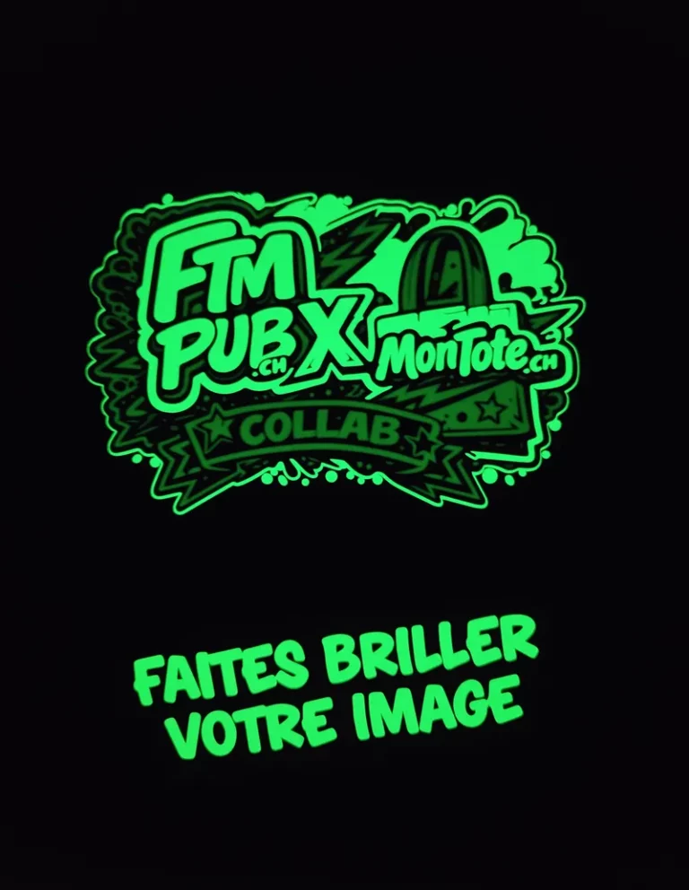 Tote bag phosphorescent qui brille dans le noir, collab FTMPub x MonTote.ch — idée cadeau originale en Suisse