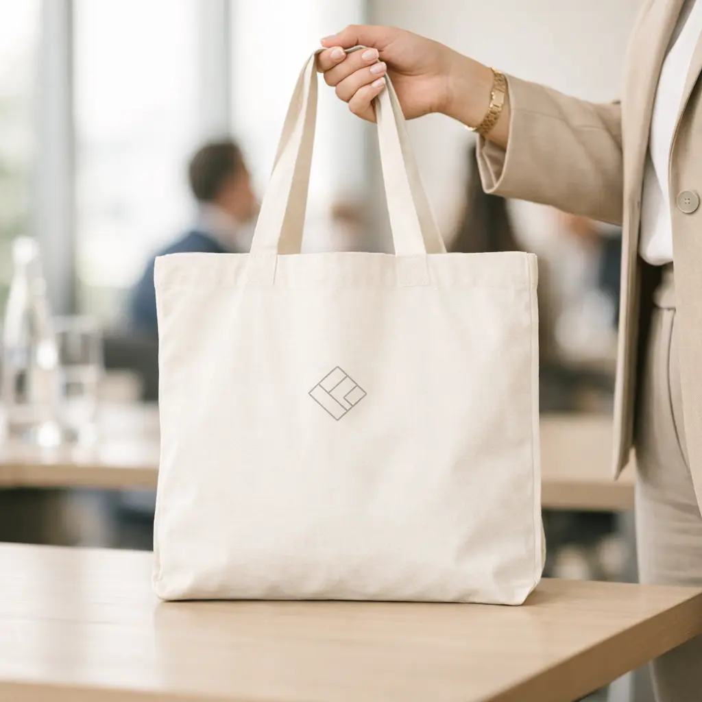 Tote bag publicitaire en coton personnalisé avec logo d'entreprise — fabrication suisse Montote