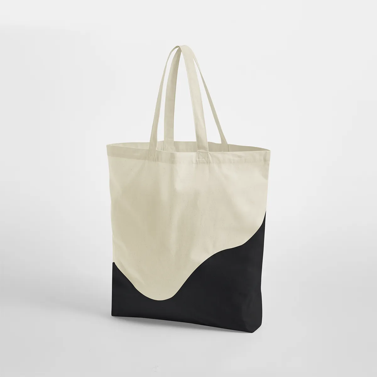Maxi tote bag coton bio imprimé personnalisé, coloris naturel / noir