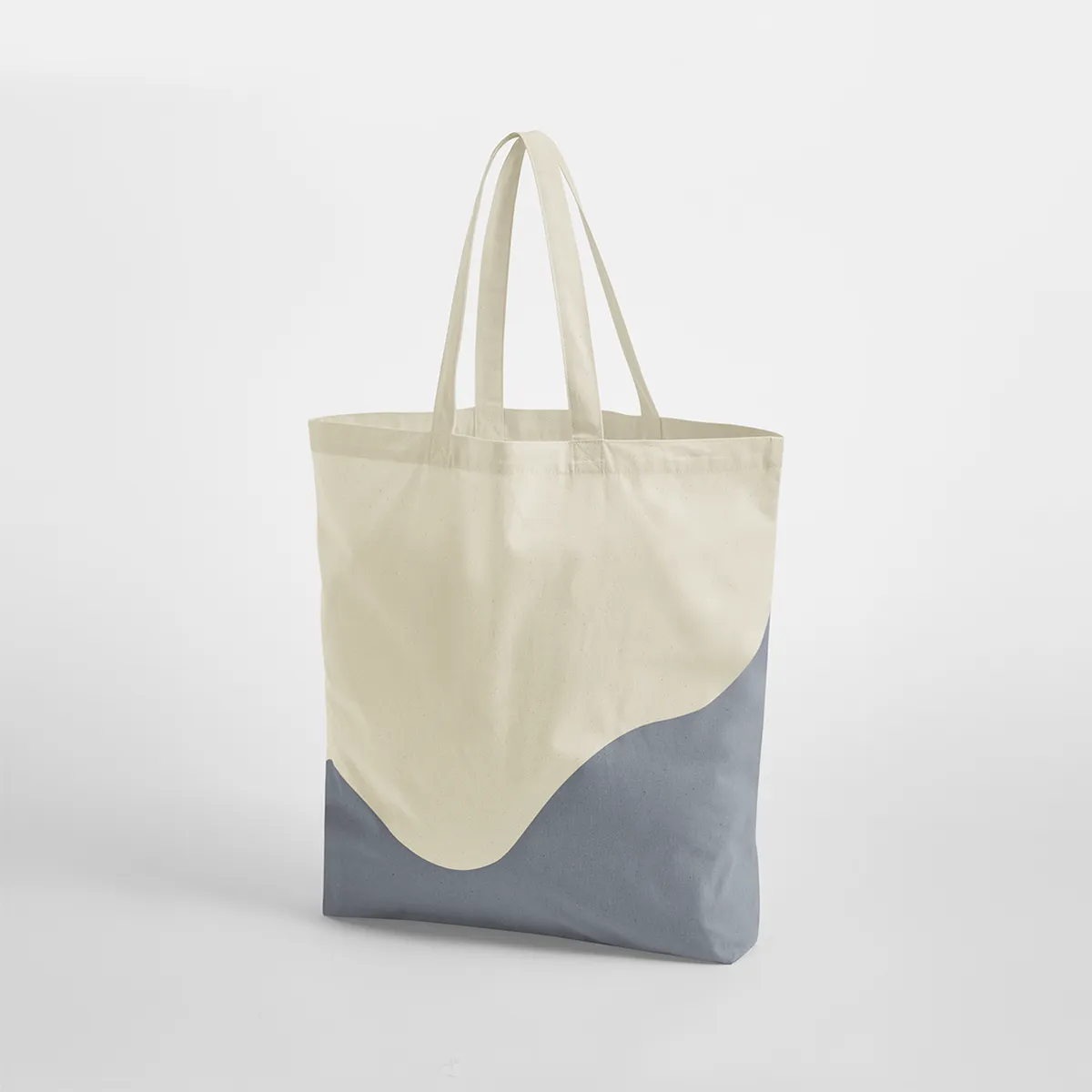 Maxi tote bag coton bio coloris naturel / bleu gris