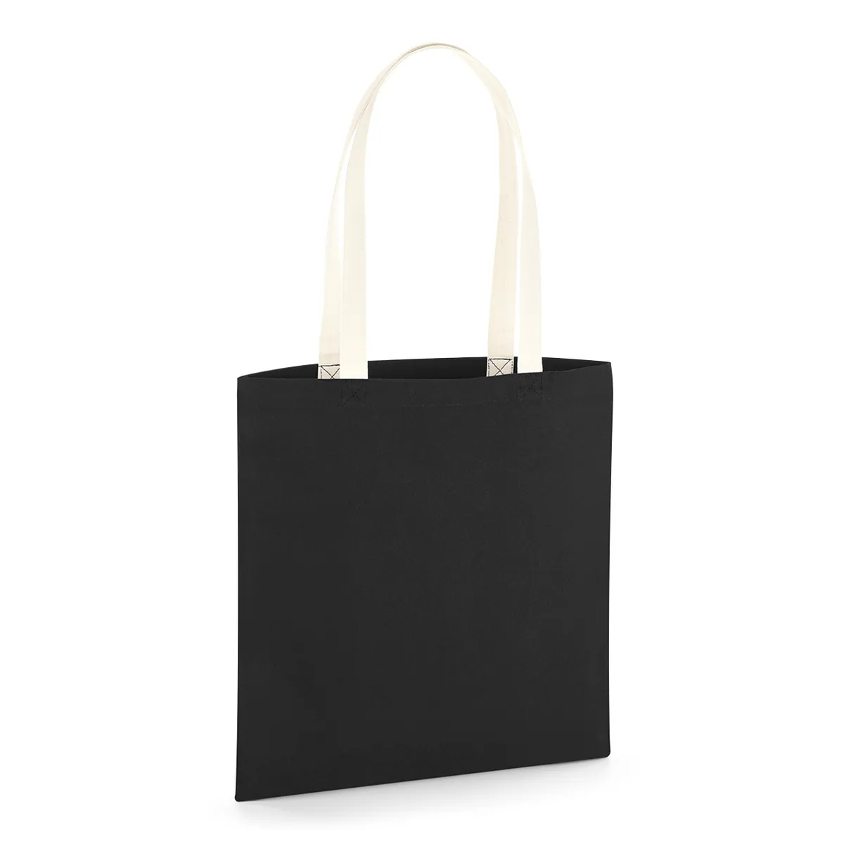 Tote bag en coton bio à anses contrastées, coloris noir / naturel