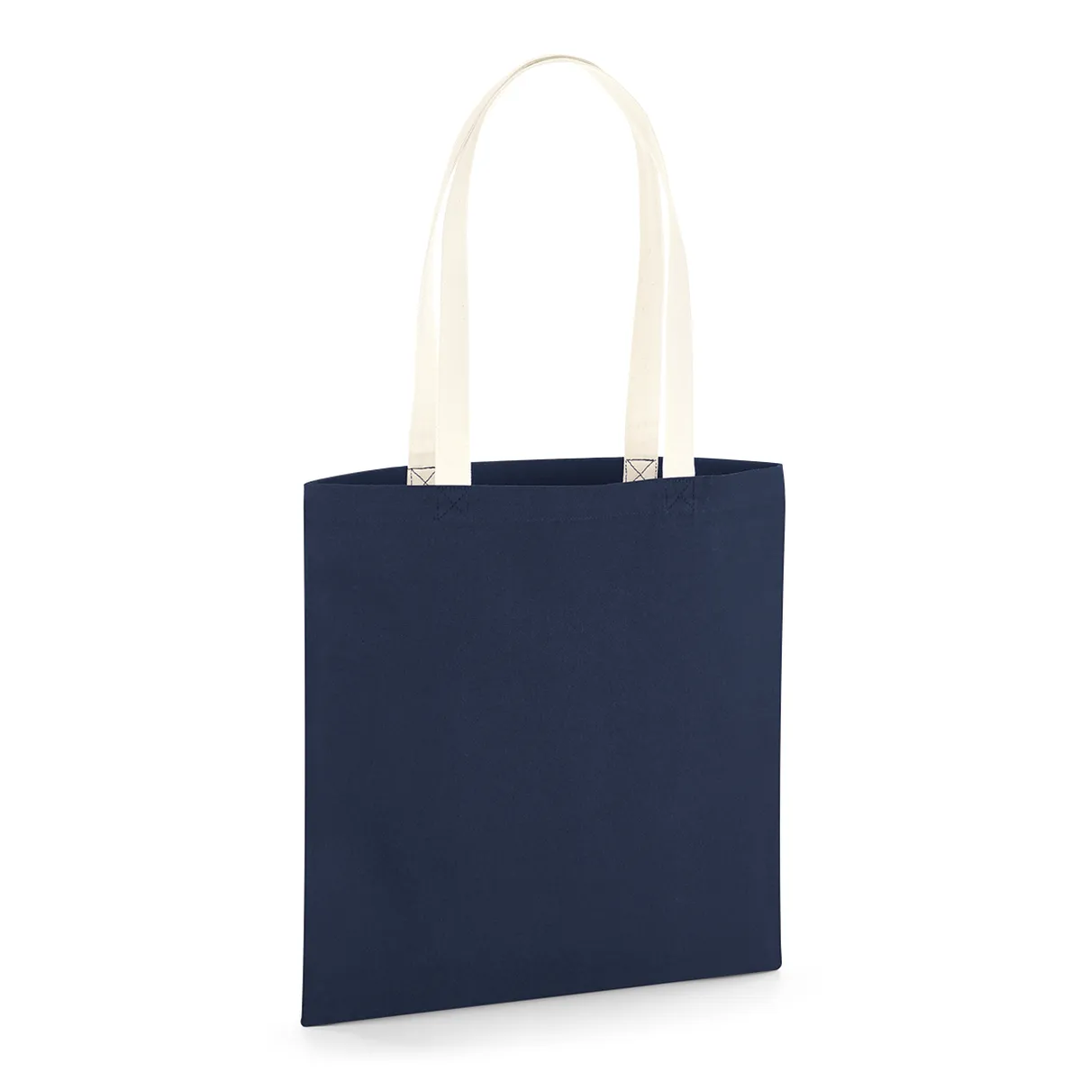 Tote bag coton bio à anses contrastées coloris french navy / naturel